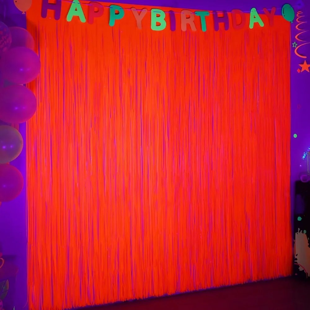 1 x 2M Fluoreszierende Makronen-Regenfalle-Folienvorhänge mit Quasten für Karneval, Party, Bar, Geburtstag, Hochzeit, Dekoration, Hintergrund-Requisiten – Detail 10