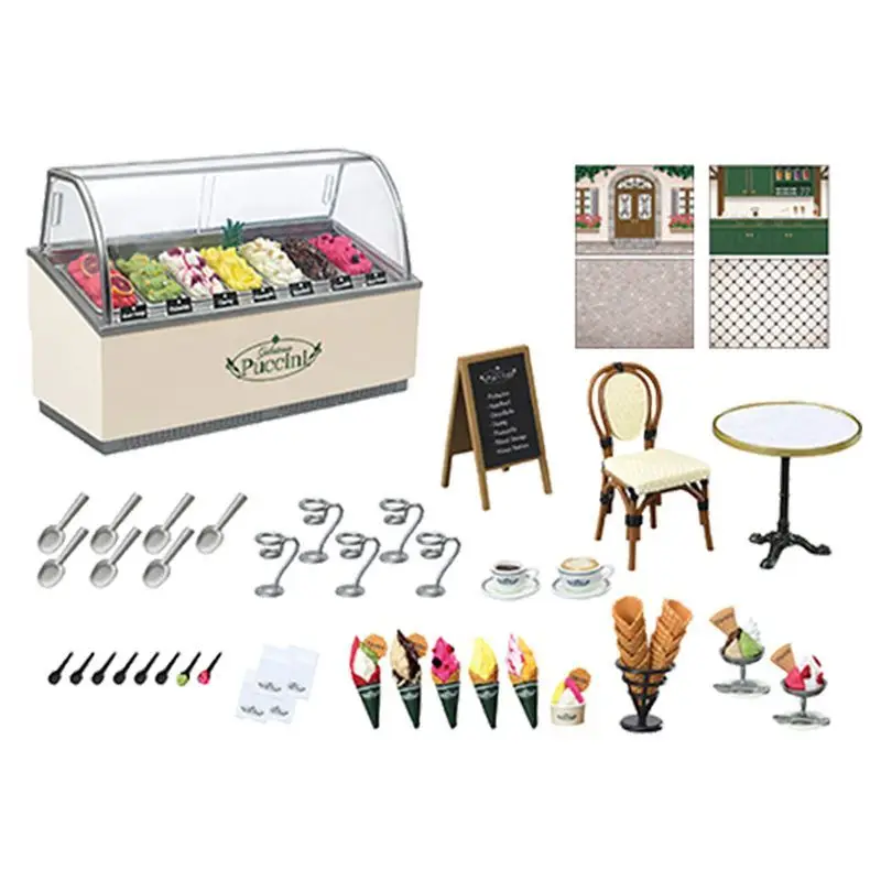 Genuine Re-Ment Puccini Ice Cream Cone Shop The Desired Old Shop Miniature Scene Simulation Fine Model Collection Blind Box Gift
