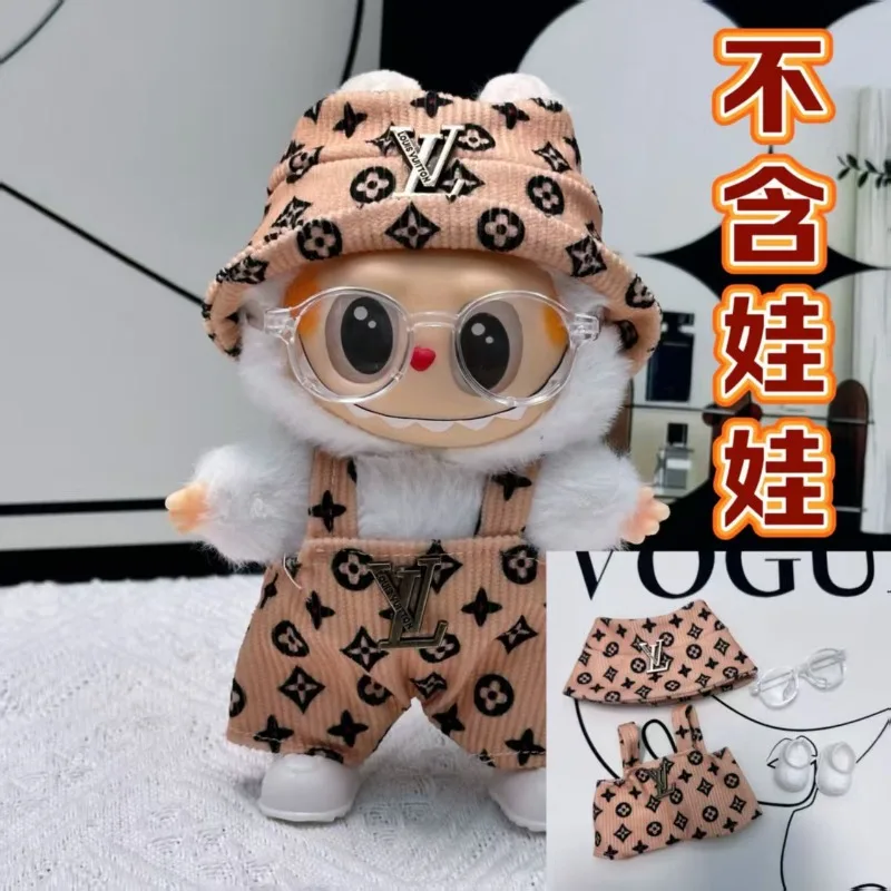 Fashion Clothes  Louis Labubu Clothes Outfit Doll Accessories For 17cm Labubu V2 V1 Plush Doll's Suspenders Suit Trend Clothes