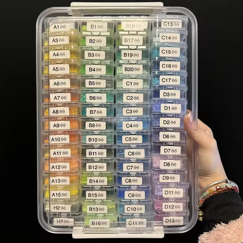 1pc 60 Slots Plastic Storage Box, DIY Diamond Painting Beads Charms Jewelry Accessories Organizer Box