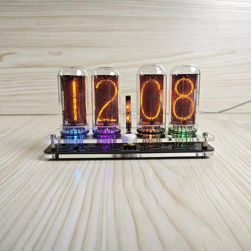 GHXAMP 4-bits IN18 Glow Tubes Clock IN-18 Nixie Clock Advanced Version DC5V 158*50*25mm