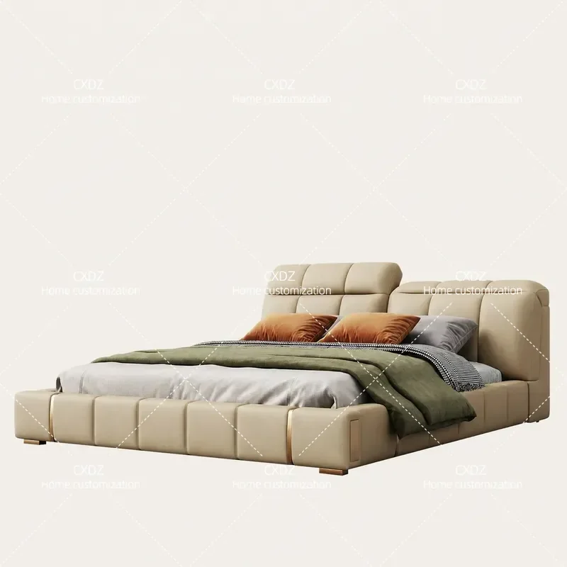 Italian Minimalist Smart Bed Luxury Villa Customization Light Luxury Multi Functional Full Leather Double Bed