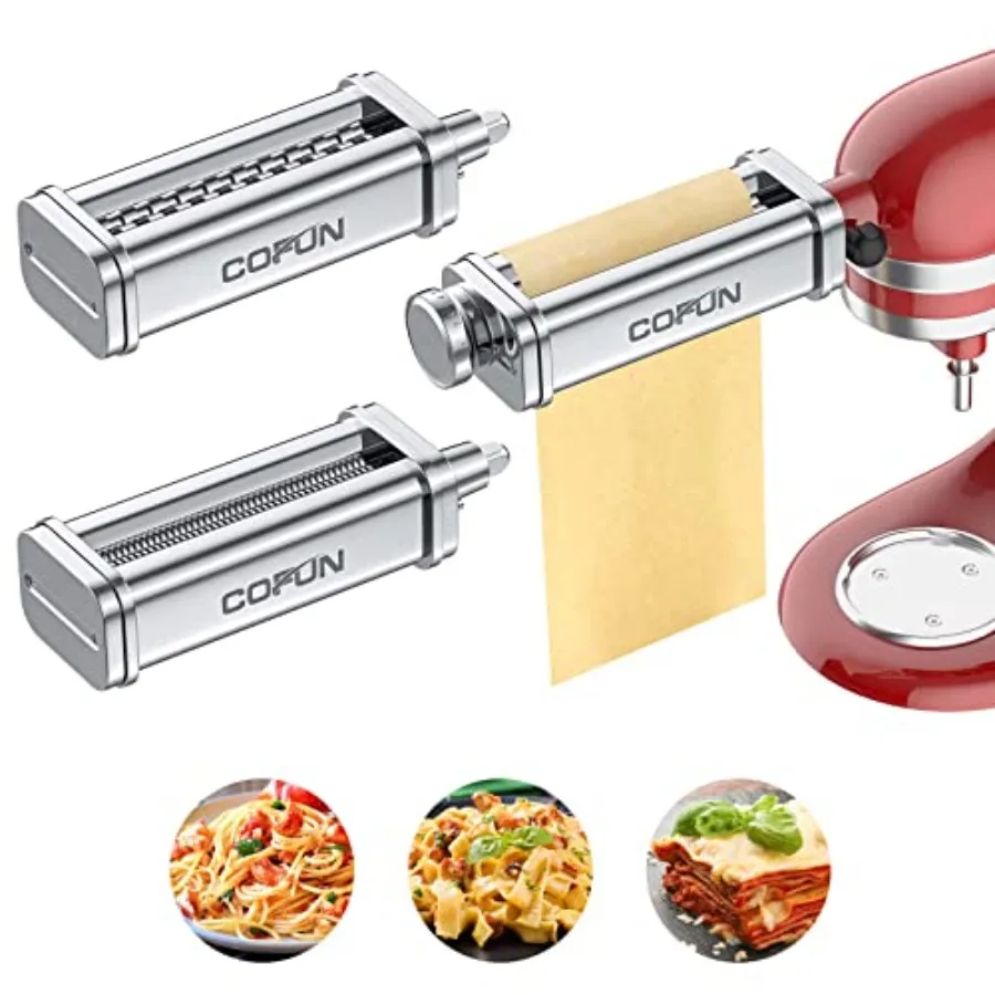 

Pasta Attachment for Stand Mixer Included Pasta Sheet Roller Spaghetti Cutter and Fettuccine Cutter Pasta Maker Attachment 3P