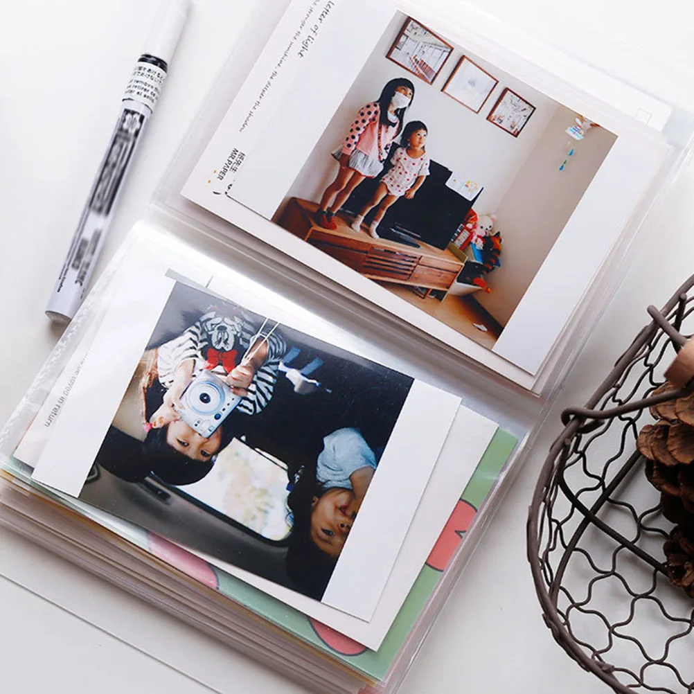 

2Pcs Simple Card Organizer Book Easy Access Transparent Pages for Business Cards Tickets Notes Photos Storage Compact