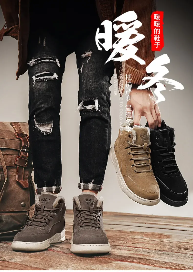 Men Retro Fleece Lined Work Ankle Boots Reinforced Toe Cap Non Slip Sole Warm Shoes Cold Season Outdoor Commute Match