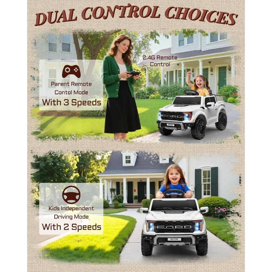 Licensed 12V Kids Ride on Truck, Ride on Toys for Toddlers with Remote Control, Electric Car for Kids with Truck Bed Storage, Sm