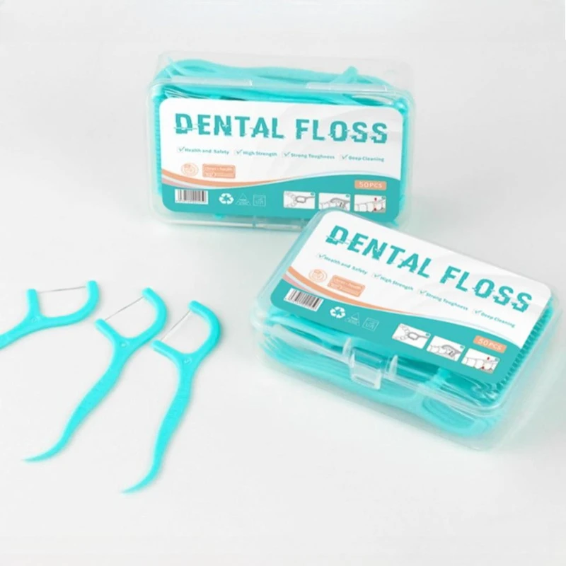 20×50Pcs/Box Orthodontic Dental Floss Sticks For Braces Plastic Toothpicks With Threads Oral Brackets Interdental Flosser
