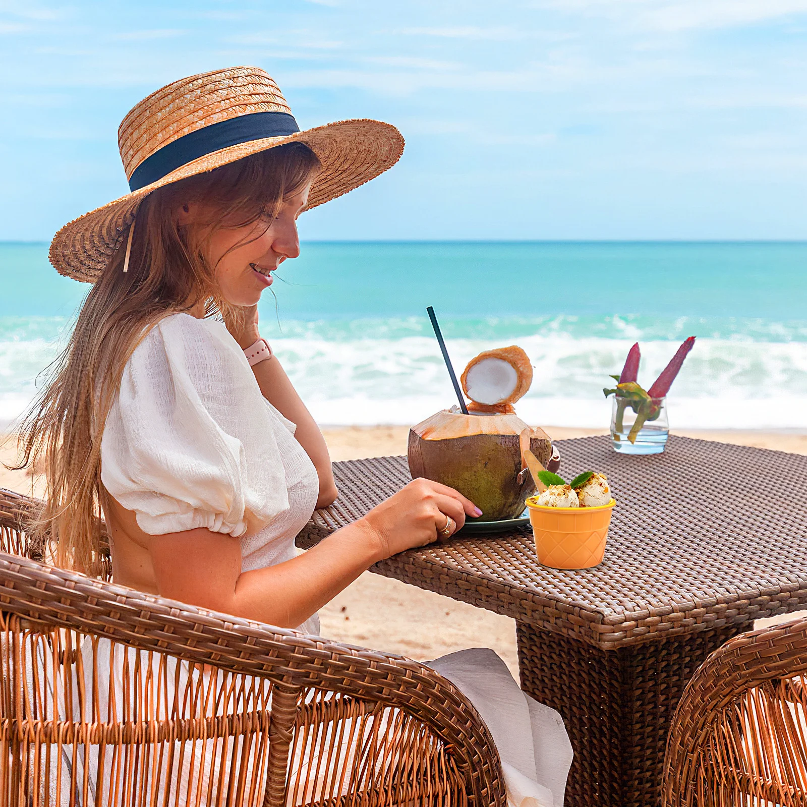 

5Sets Ice Cream Dessert Cup Practical Container Smooth Angles No Cut Risks Easy Clean Suitable Various Places