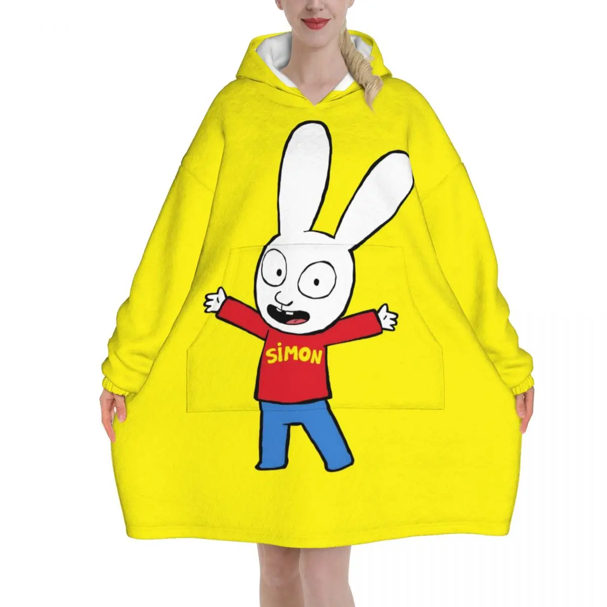 Simon Super Rabbit Blanket Hoodie Oversized Wearable Sweatshirt Blanket Warm Gifts for Women Girls Girlfriend