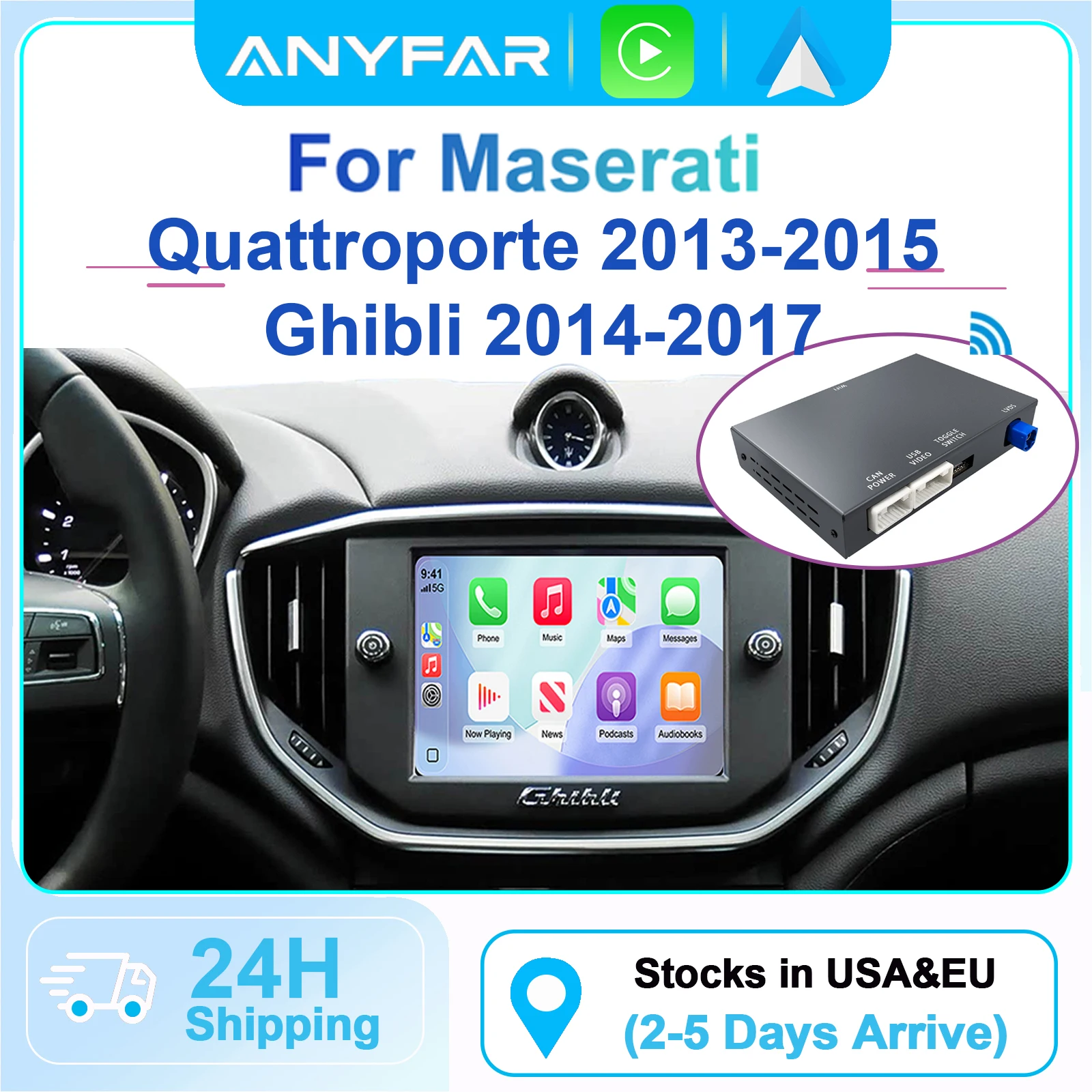 Upgrade Wireless CarPlay Android Auto Retrofit Kit Decoder Box For Maserati Quattroporte Ghibli