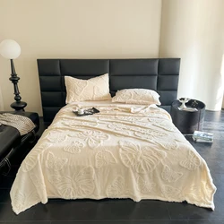 1 piece - Taffeta Flannel Blanket Solid Color Butterfly Fluffy Soft Blanket Sofa Throw Blanket One Piece