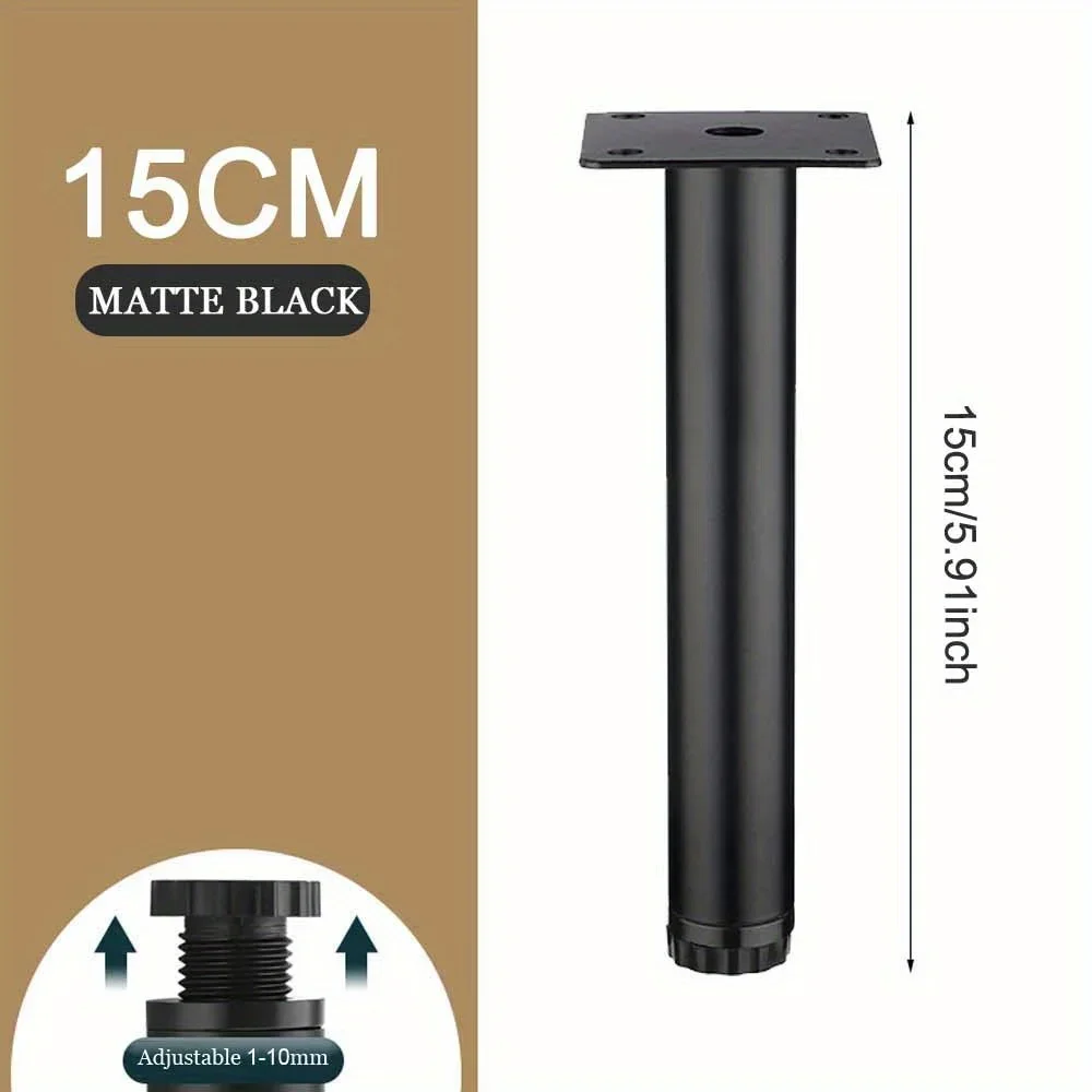 4 pcs 15 cm Cylinder Square Furniture Feet Accessories Sofa Desk Table Bed Legs For Couch TV Cabinet adjustable metal table leg