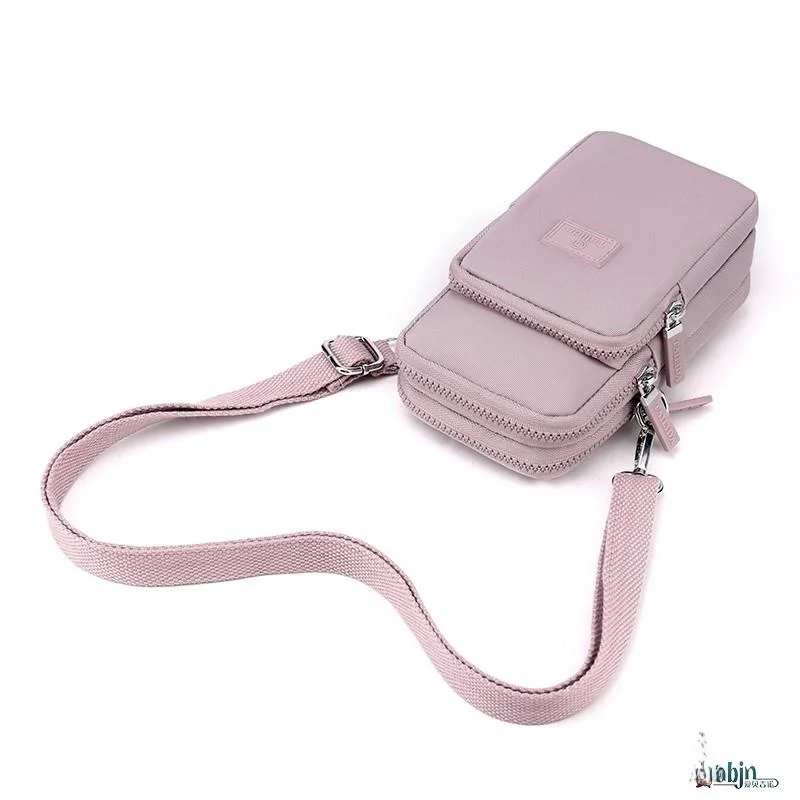 Fashionable 2025 Women's Nylon Crossbody Bag Multi-Pocket Multi-Layer Mobile Phone Bag Trendy Small Bag Canvas External Material