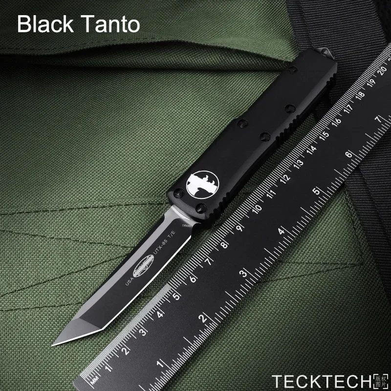 Black T/E Tanto Blade UTX 85 UTX85 Micro Ultra Tech Knife Ultratech UTX-85 CNC EDC Defense Combat Tactical Pocketknife UT85