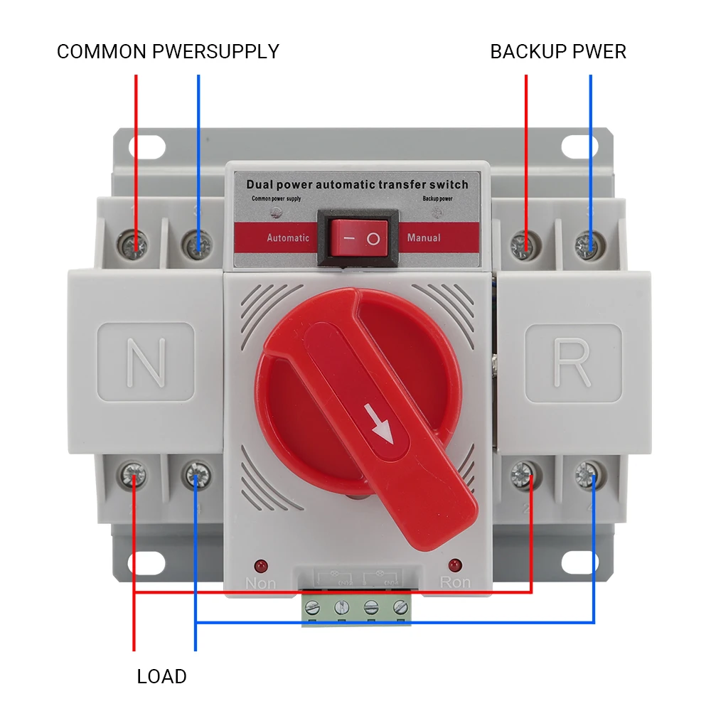 Dual Power Automatische Transfer Switch Dual Power Ats (Cb) 2P/4P 63a Ac 230V 50/60Hz Mcb Auto/Handgeschakelde Schakelaars