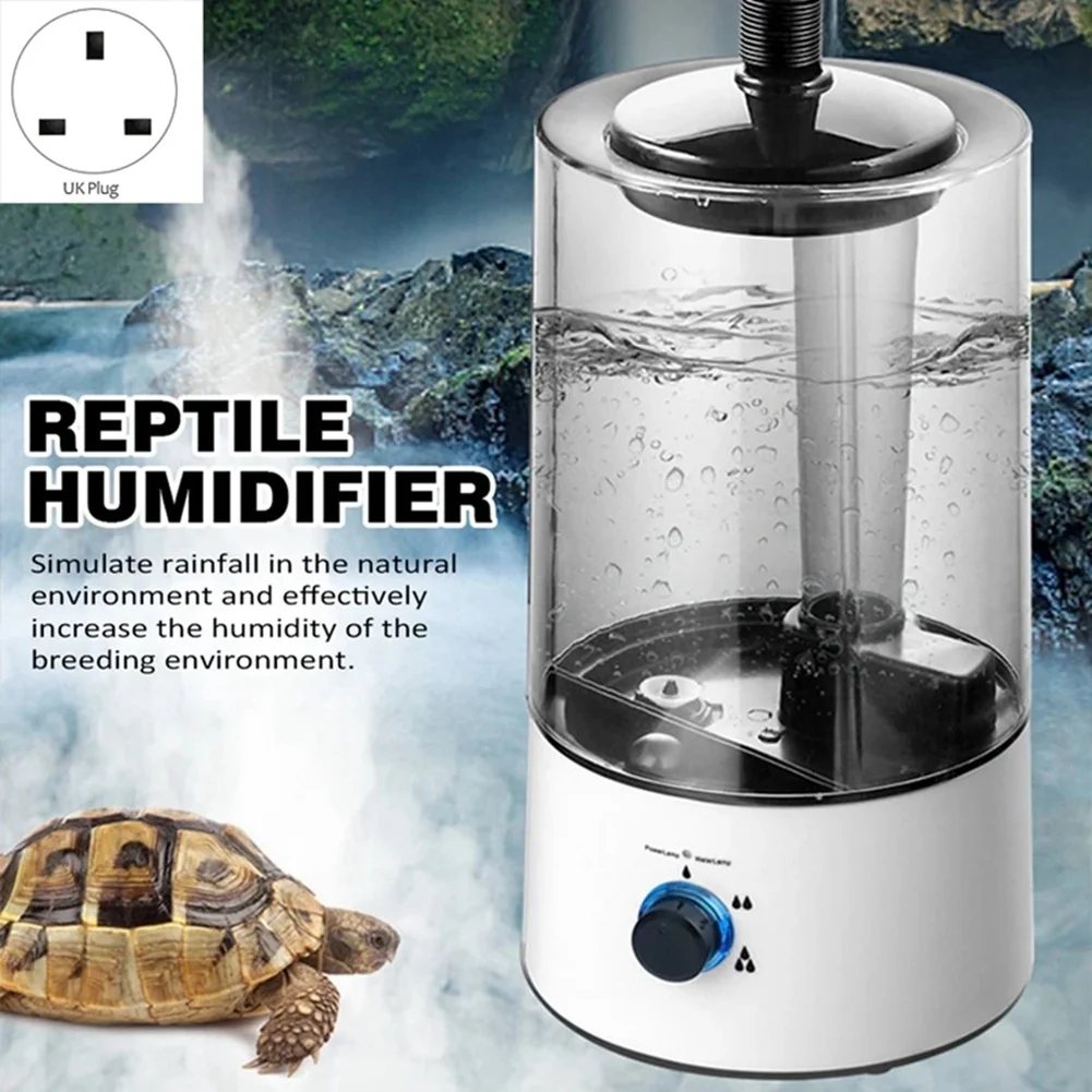 4L Amphibians & Reptile Mist Humidifier with Hose Adjustable Terrarium Reptile Fogger Humidifier Accessories -UK Plug