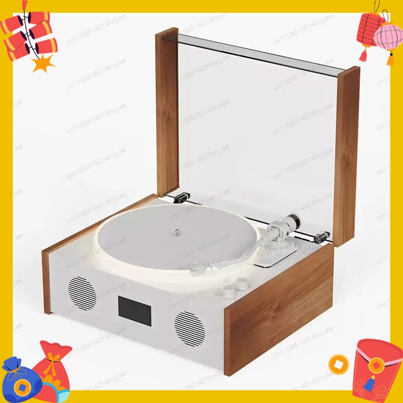 Bluetooth Vinyl Record Player, Retro All-in-One Phonograph with Built-in Speakers - Perfect Gift for Home & Office