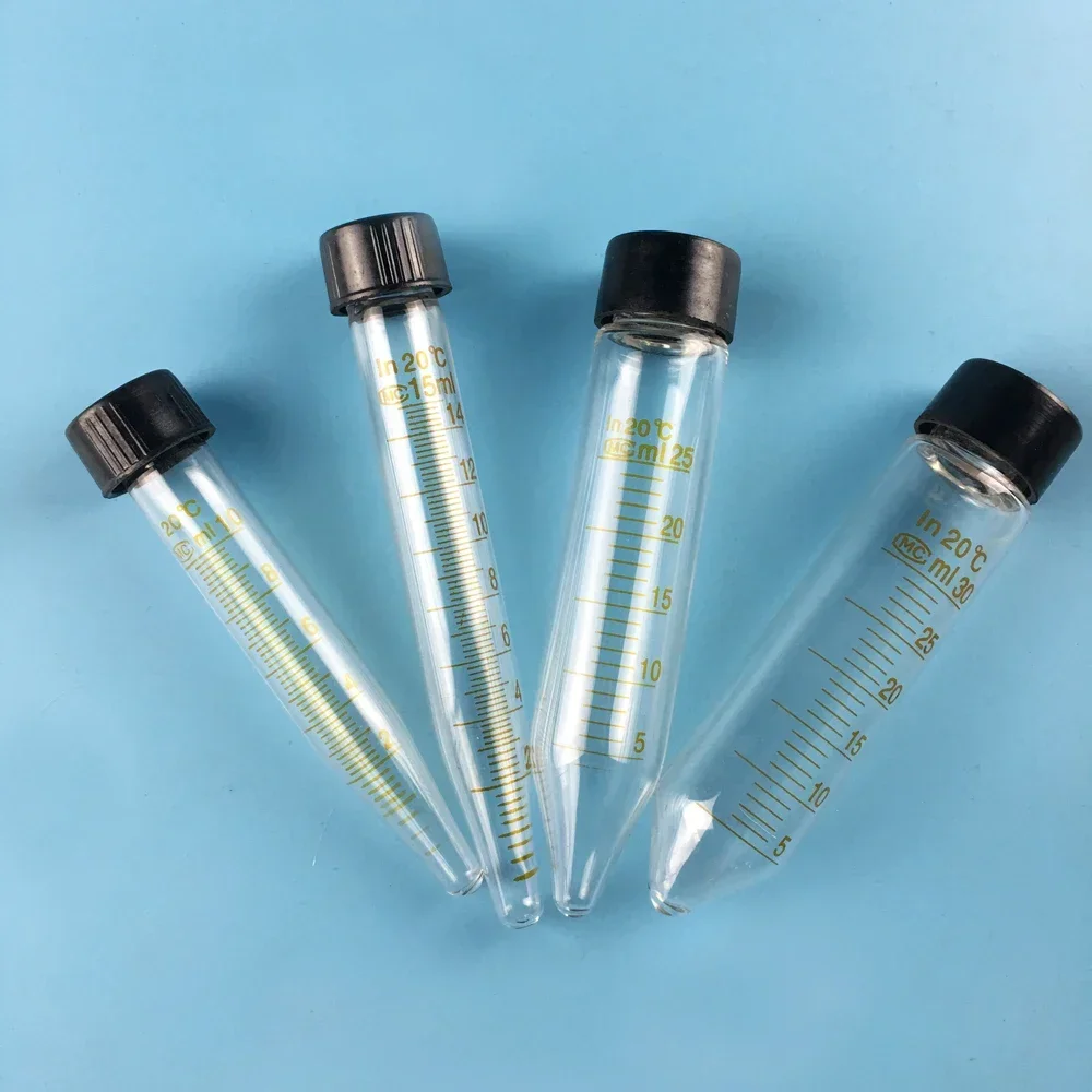5pcs/lot Glass screw tip bottom test tube with graduated glass centrifuge tube 5ml/10ml//15ml//20ml//25ml//30ml//50ml e