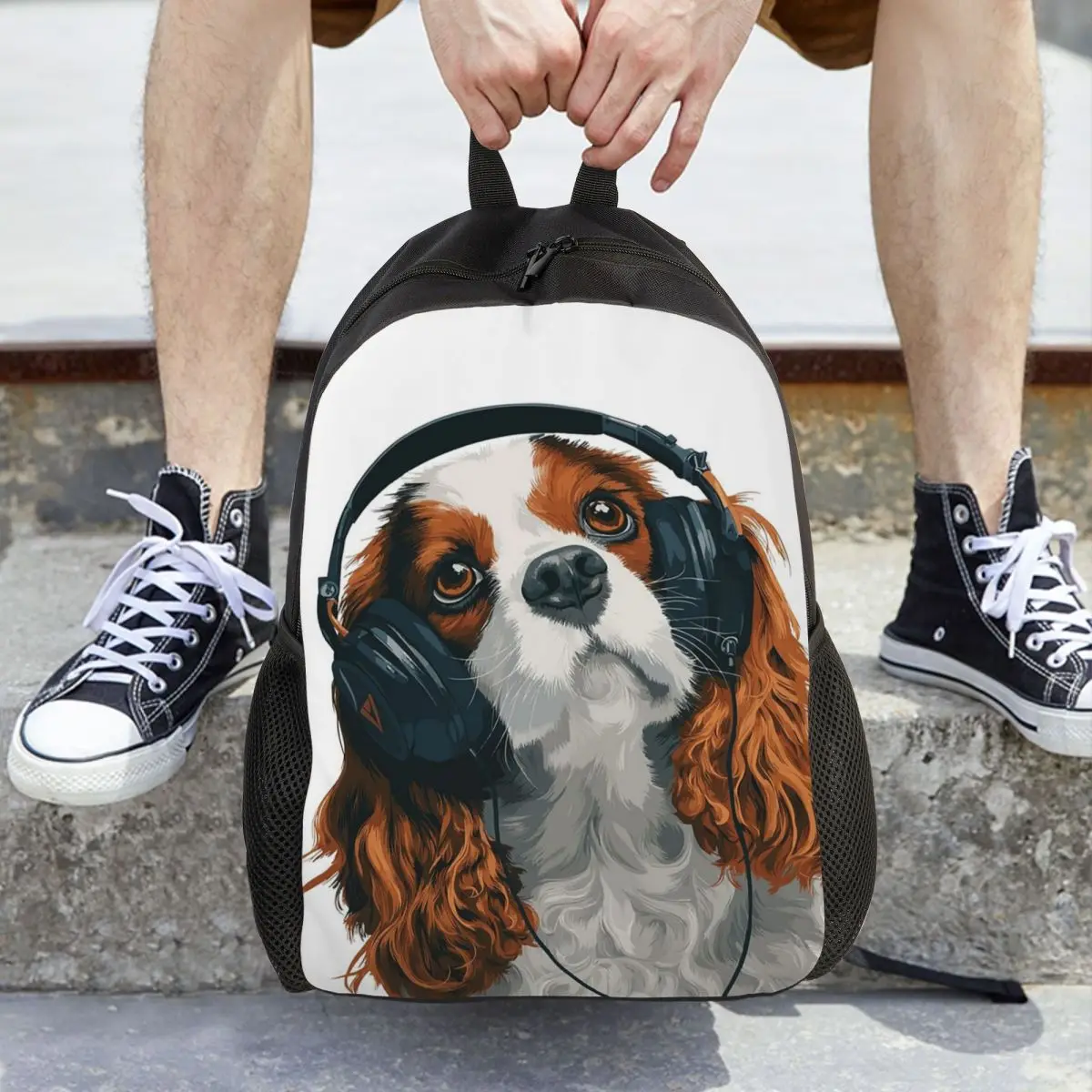 Cavalier King Charles Spaniel Backpack Daypack Large Capacity Boys Girls BookBag School Bag Shoulder Bags for Men Women