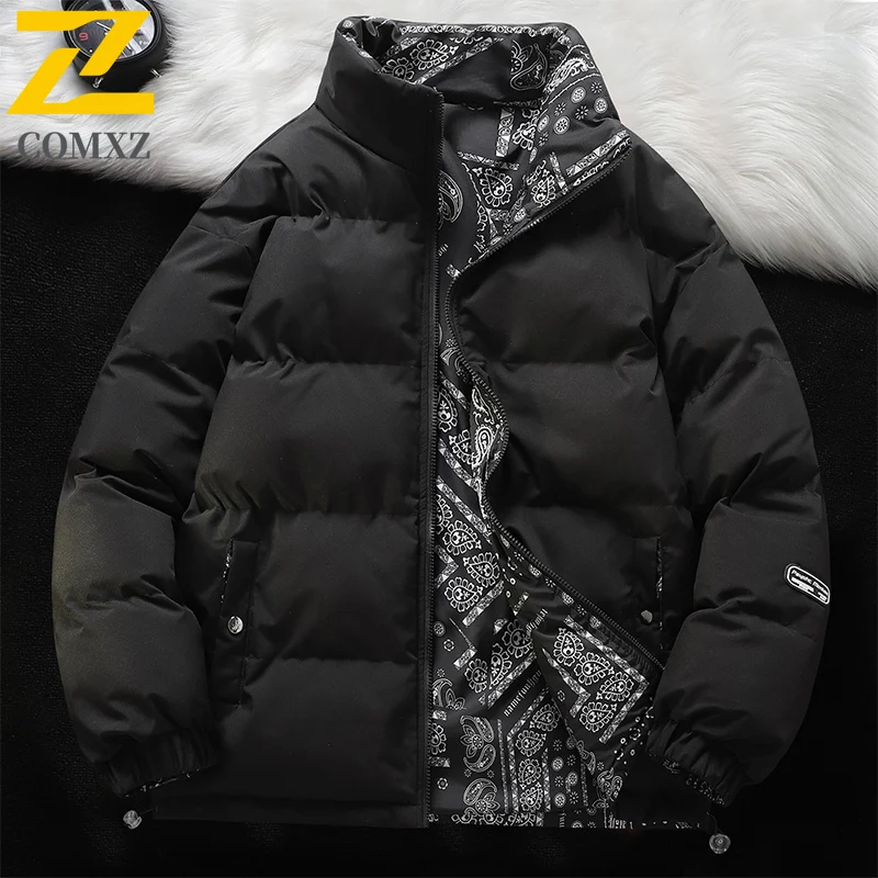 زوجين سترة قطن على الوجهين موضة سميكة يندبروف الوقوف طوق أسفل سترة في الهواء الطلق ملابس الشتاء غير رسمية معطف القطن