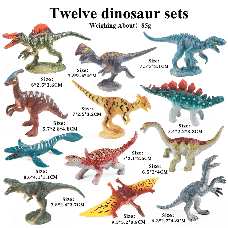 Oenux 12PCS Kleine Jurassic Dinosaurier Set Brinquedo T-Rex Velociraptor Spinosaurus Mosasaur Modell Action Figure Sammlung Kind Spielzeug – Detail 3