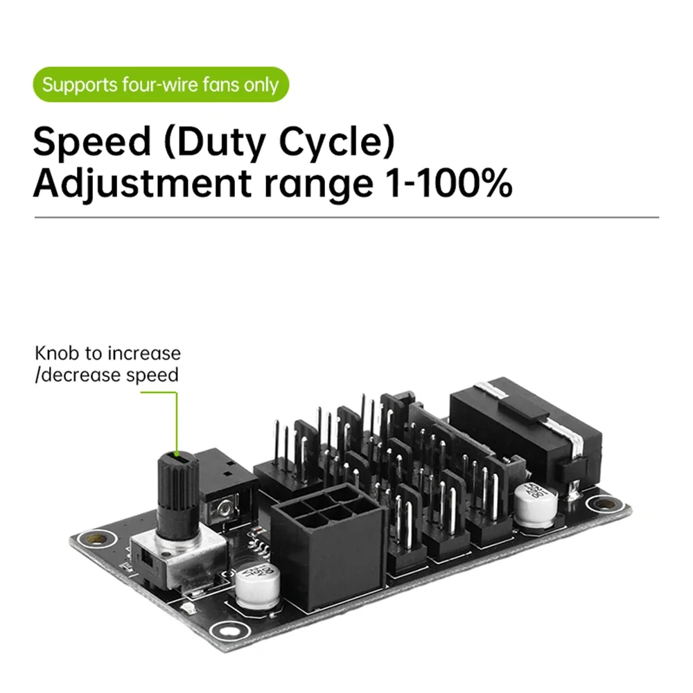

Computer Chassis Violent Fan Speed PWM Controller 9-way High-power Fan Hub Controller Noise Reduction SATA Graphics Card