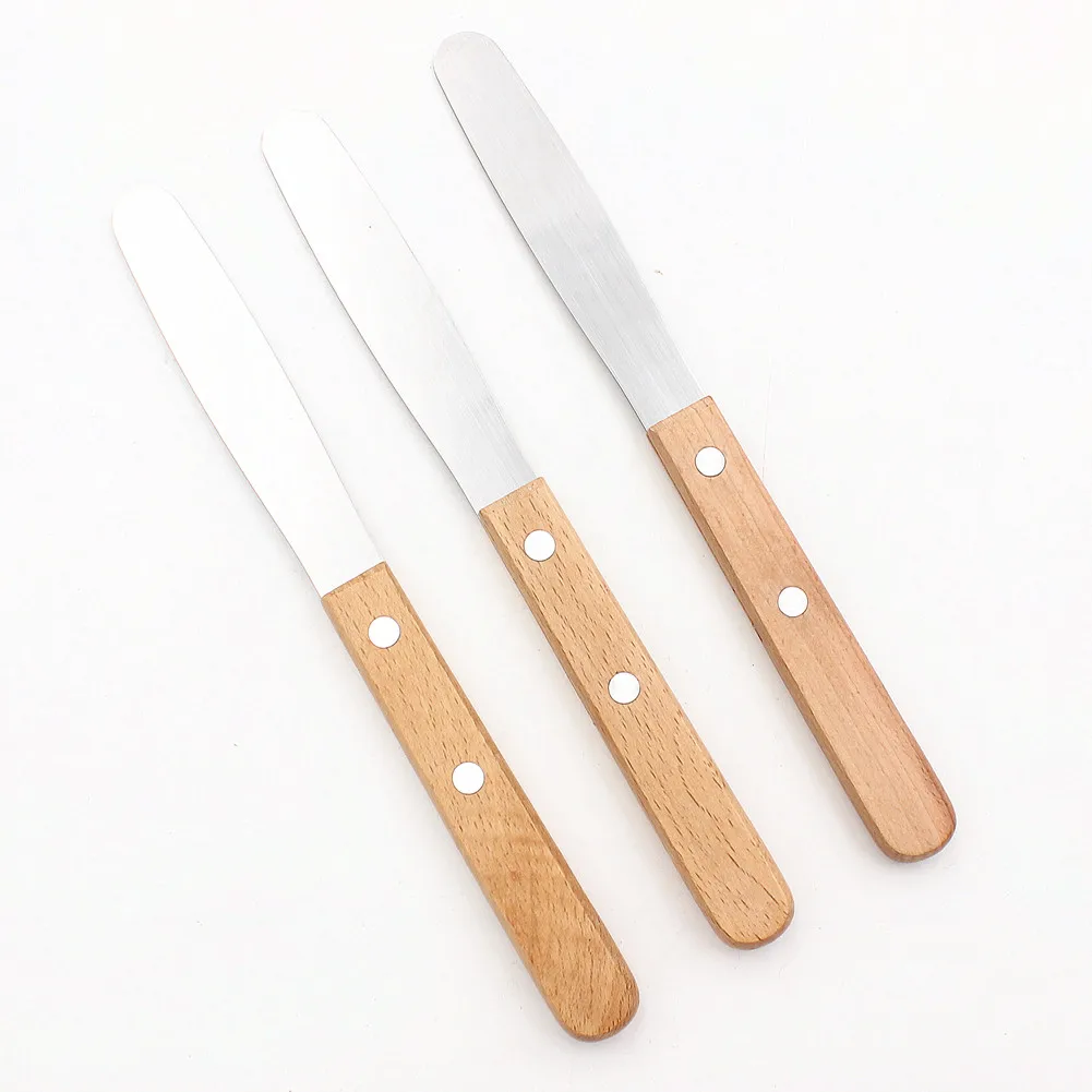 1PCS Dental gypsum adjustable knife impression material, wooden handle adjustable knife stirring knife, wooden handle metal