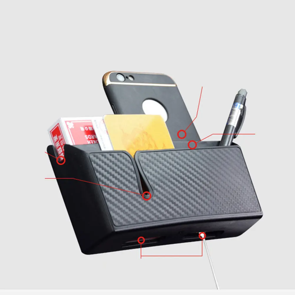 

Car Storage Box Organizer Self-Adhesive Case Size L Black Pocket Holder for Mobile Phone Card Cash Car Storage Box