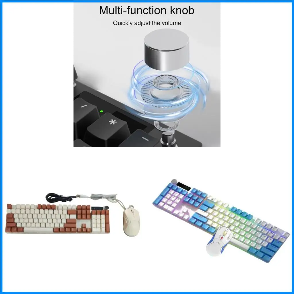 

104Keys Cored Mechanical Keyboards and Mouse Set with Customizable Effects for All Users