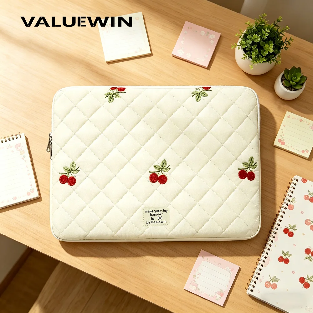 Cute Laptop Sleeve for MacBook Pro Air/Lenovo/Huawei/Dell/ASUS/HP/Acer 13,14,15,16 inch Portable Puffy Quilted Laptop Inner Bag