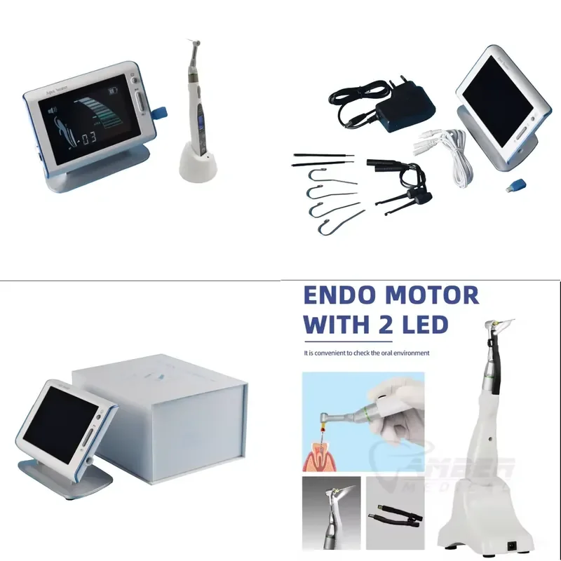 2 in 1 Endo Motor with Apex Locator Cordless Endodontic Motor Root Canal Treatment Equipment with Large LCD Display