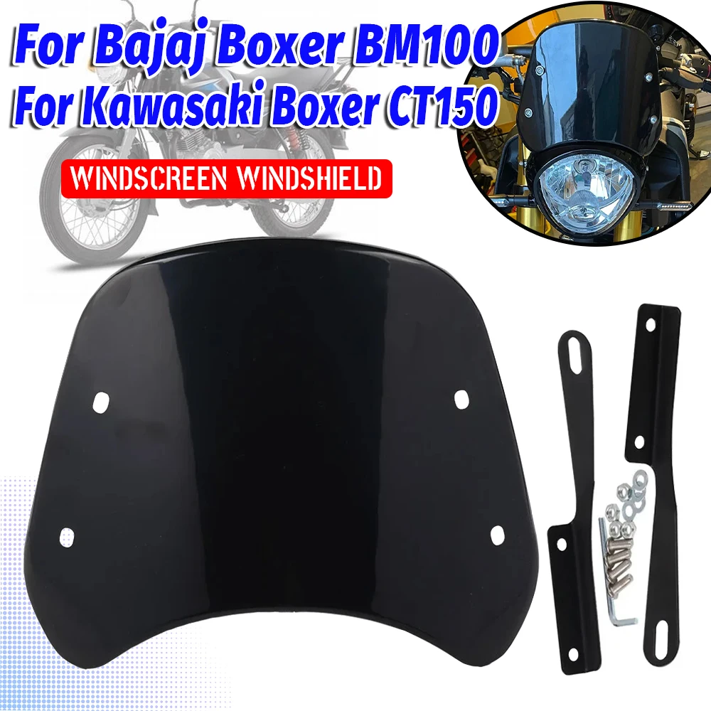 For Bajaj Boxer BM 100 BM100 For Kawasaki Boxer CT 150 CT150 Accessories Retro Windscreen Windshield Wind Screen Deflector Cover