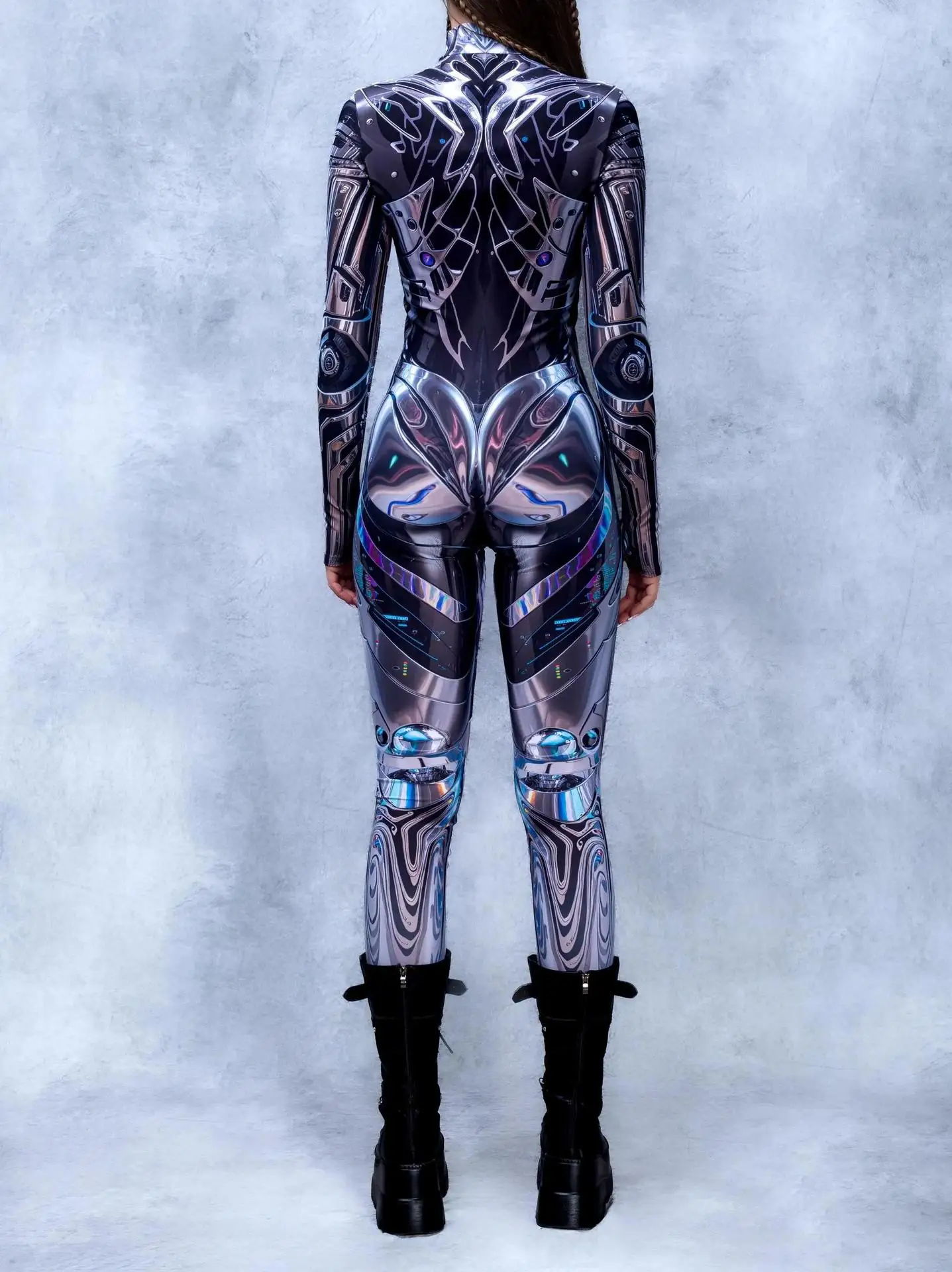 Halloween-Karneval-Party-Shows Cosplay-Bodysuit-Kostüm Dehnbarer Damen-Zentai-Outfit Farbig Diamantbedruckter Tech-Jumpsuit 2026 – Detail 21