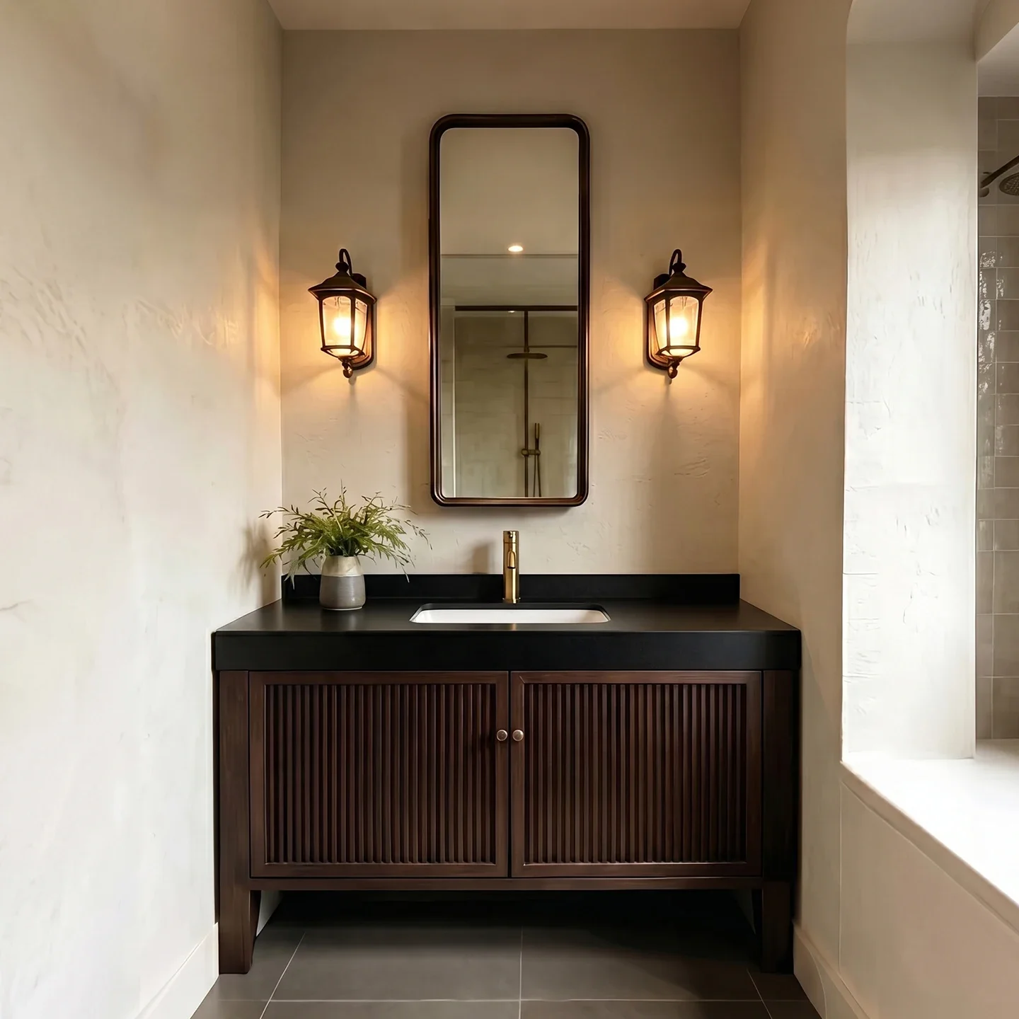 PYH new Chinese-style resort hotel bathroom cabinet combination floor-to-ceiling rock slab ceramic medium-ancient