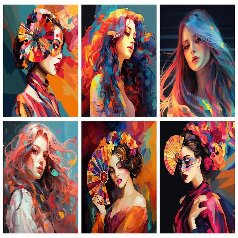 

RUOPOTY Painting By Numbers For Starter Kit Colorful and Beautiful Women Crafts Canvas painting Decor