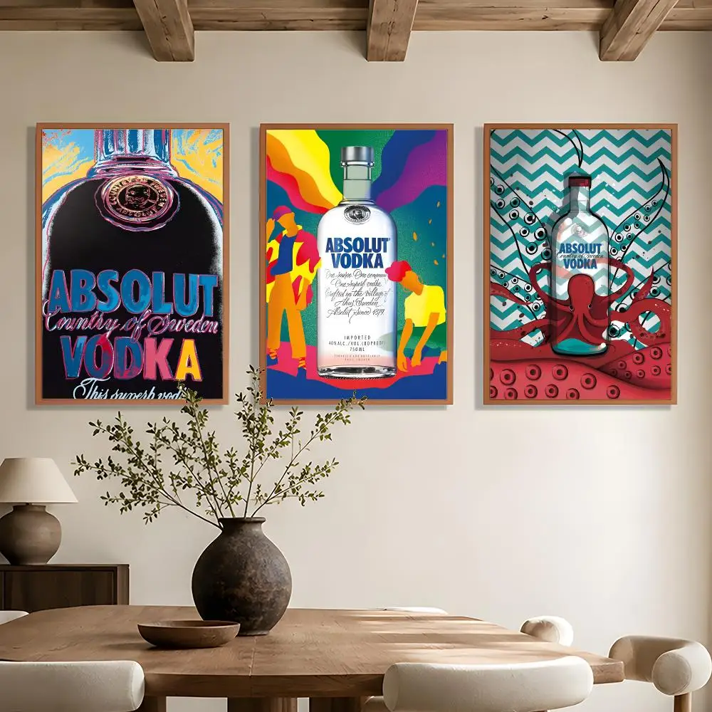 Drink Brand A-Absolut Vodka Classic Poster Wall Art Poster HD Waterproof PP Print Bedroom Living Room Office Decor Gift