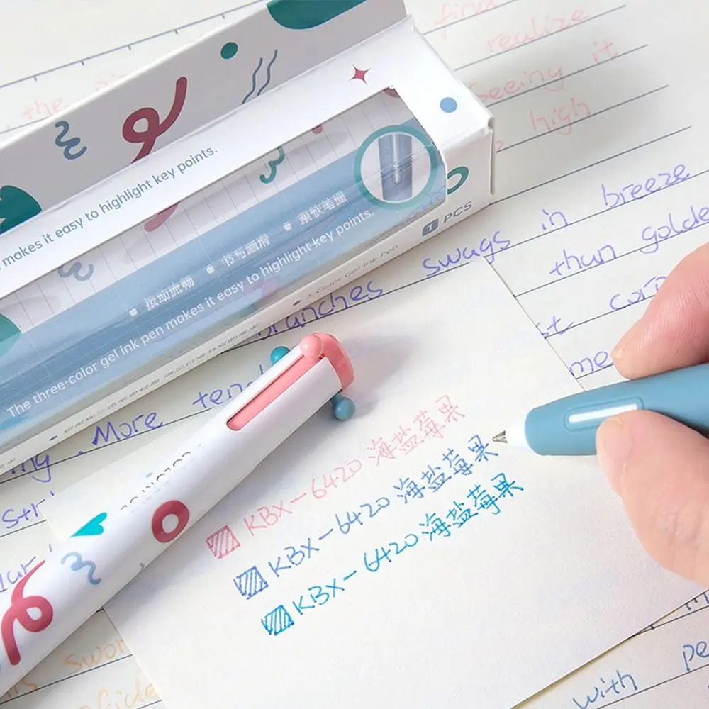 Gifts 3 in 1 Multicolor Gel Pen Smooth Study Office Stationery Marker Pen Retractable Cute Modular Pen