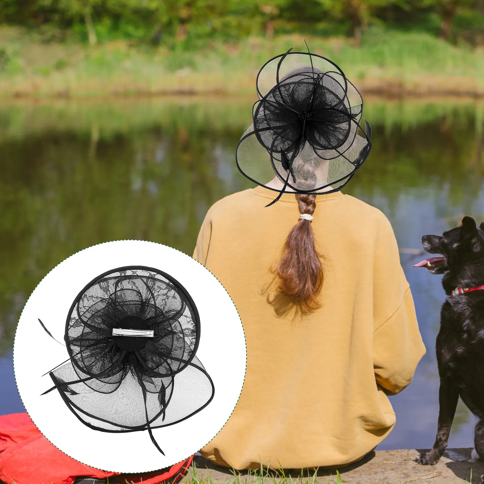 

1Pcs Vintage Gauze Wedding Hat Elegant Bridal Banquet Headwear Party Accessory Bride Hat Gauze Headdress