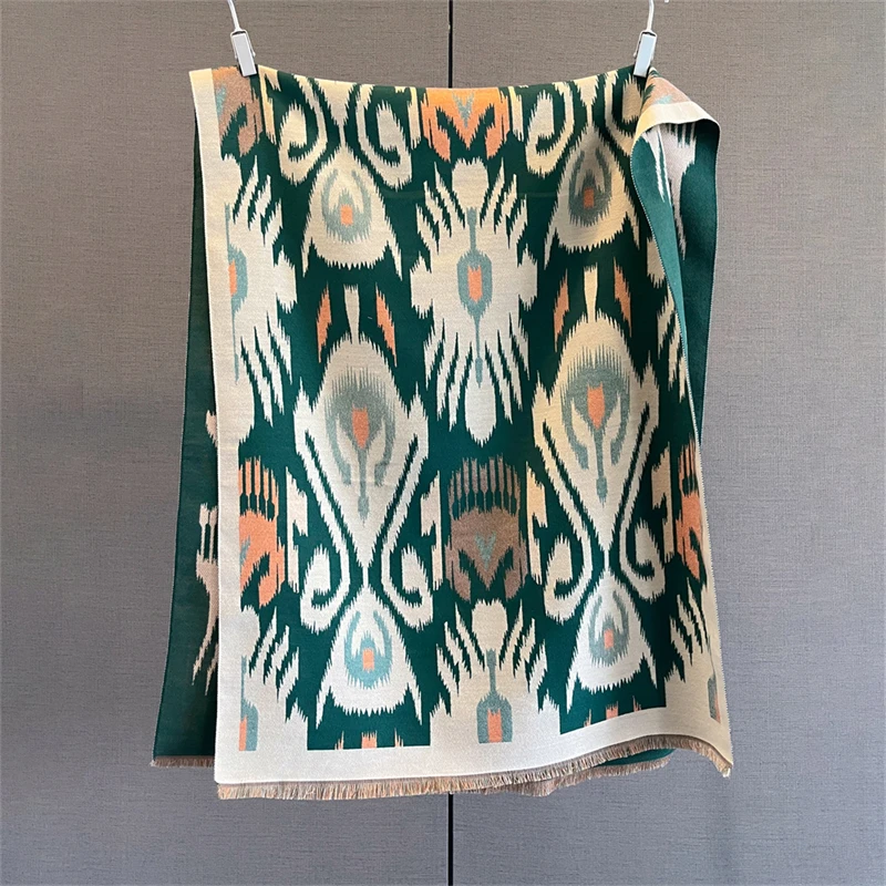 2025 Marca Cálido Poncho de Cachemira Chal Bufanda Estampado de Lujo Pashmina Gruesa Manta de Invierno Envolturas Bufanda Casual Hijab Estolas Echarpe