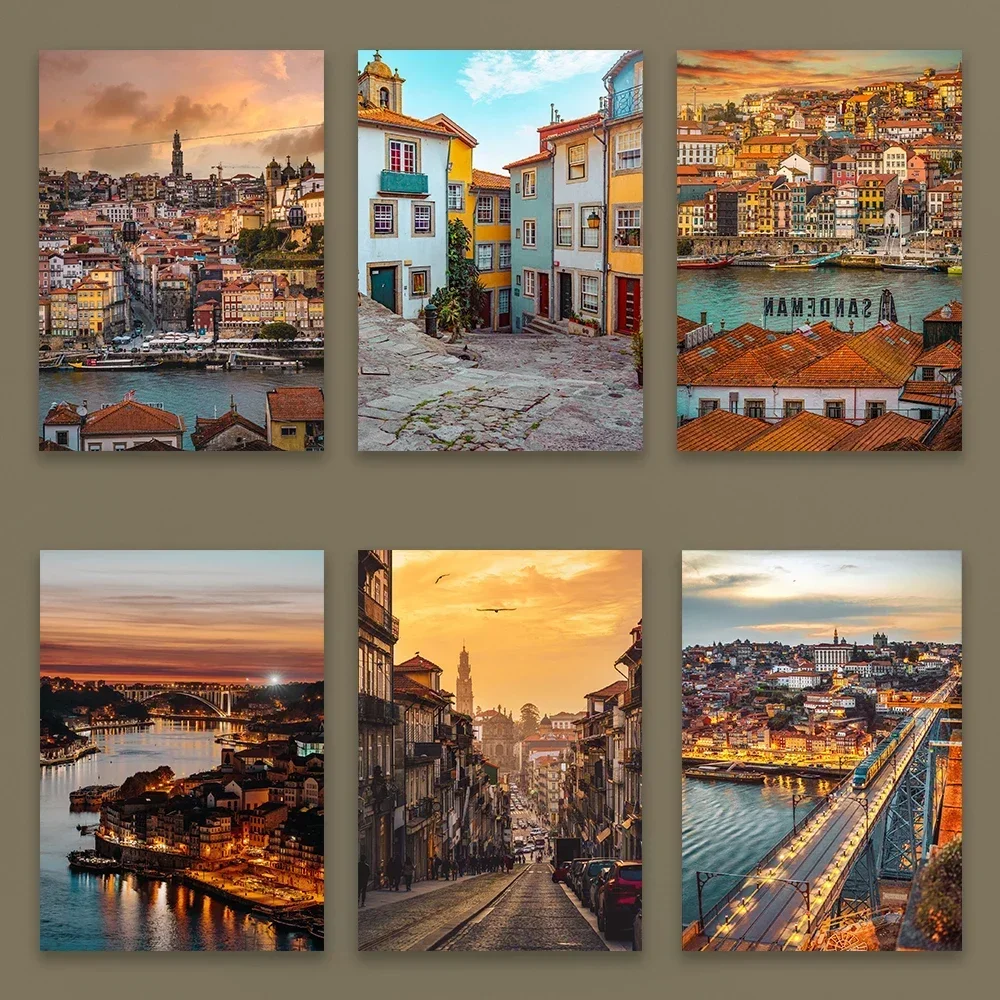 Porto Portugal Sunset Poster Douro River Landscape City Wall Art Architecture Print Portugal Travel Poster Home Bedroom Decor