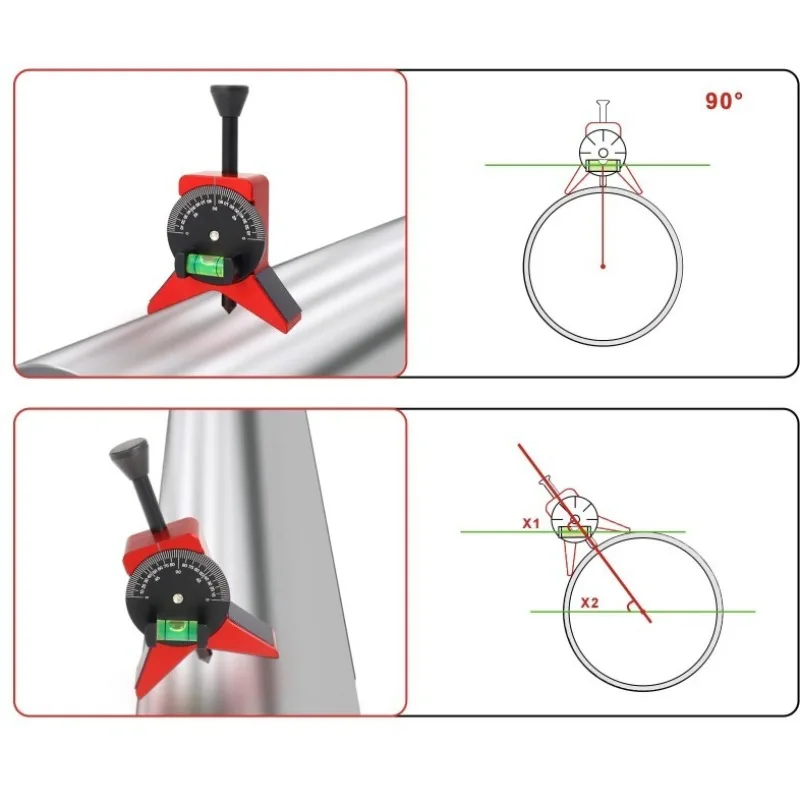 Pipe Center Finder Pipefitter Tools W/Magnetic Centering Head Y-Type Pipe Fitting Tools W/Adjustable Dial Bubble Protractor