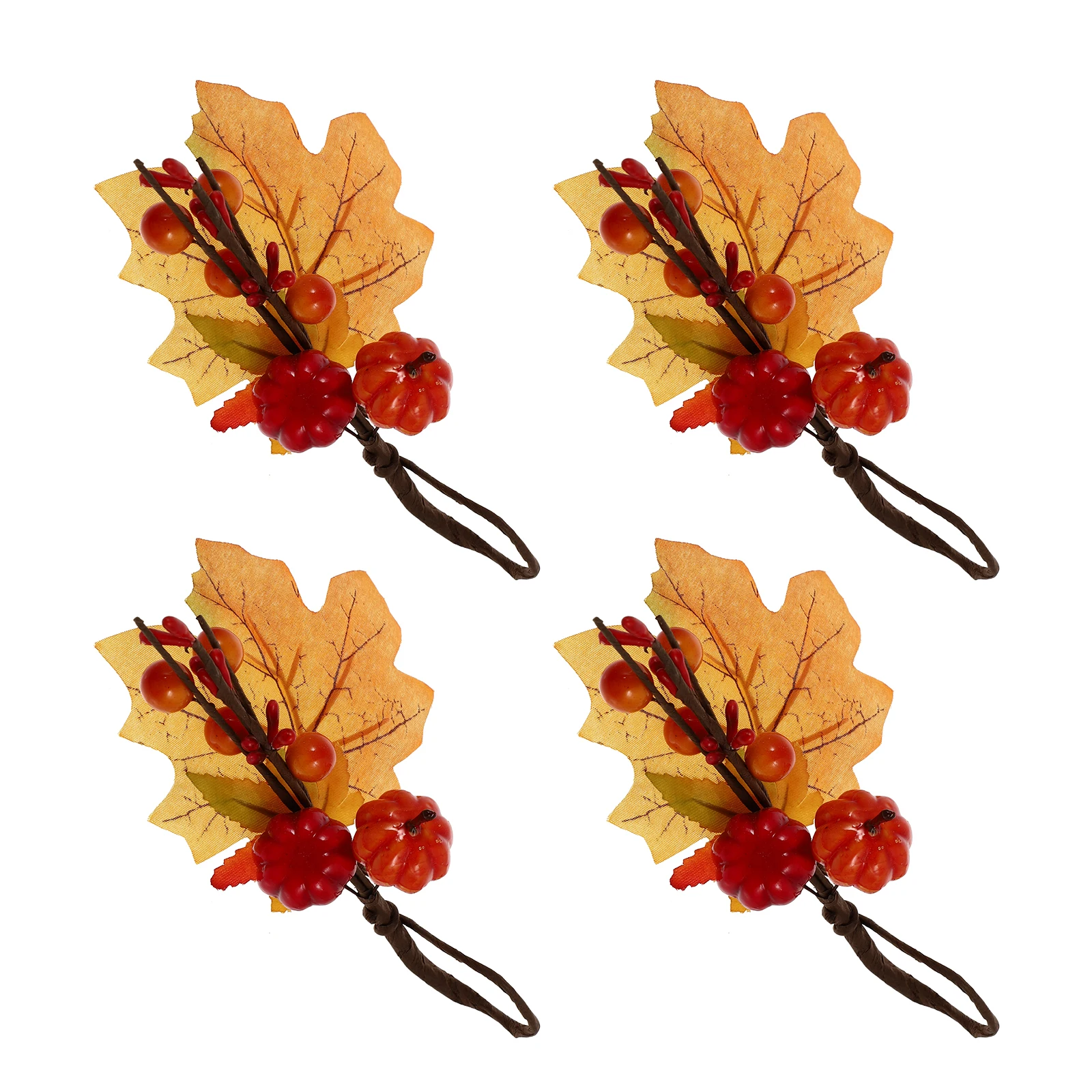 

4 Pcs Fall Decor Napkin Ring Maple Leaf Rings Pumpkin Holders Berry Hollow Harvest