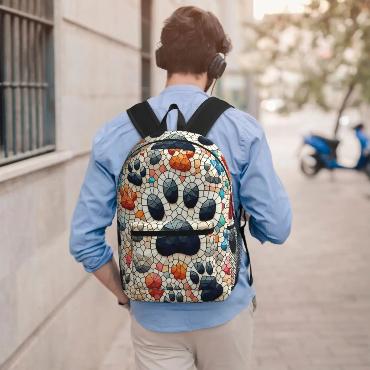 

Colorful Chic Dog Paw Pattern Backpack Boys Girls BookBag Children School Bag Laptop Shoulder Bags for Men Women