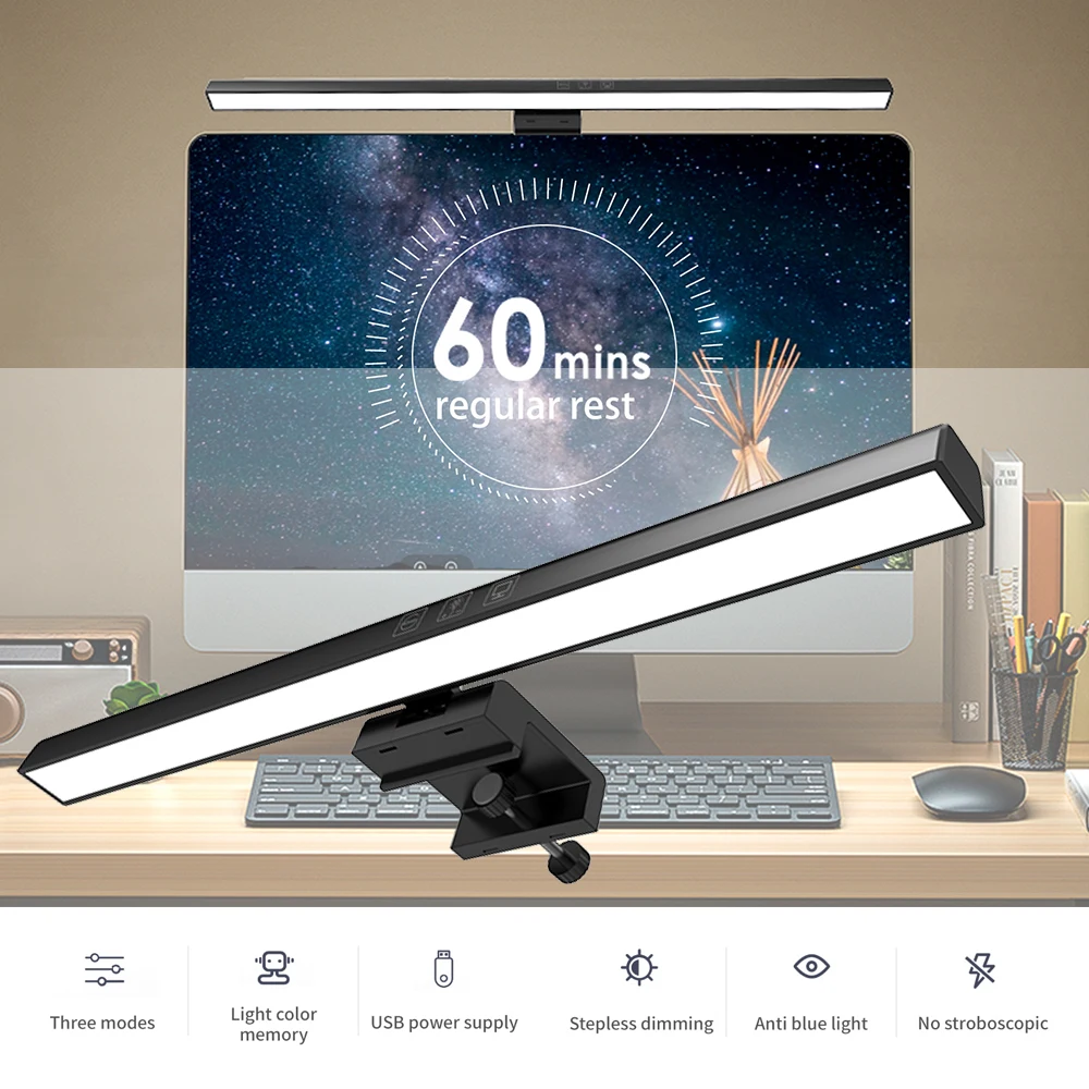 

LED Desk Lamp Monitor Light Bar PC Computer Dimmable Screen Light 33cm 50cm Office Study Reading Hanging Table Lamp USB Powered