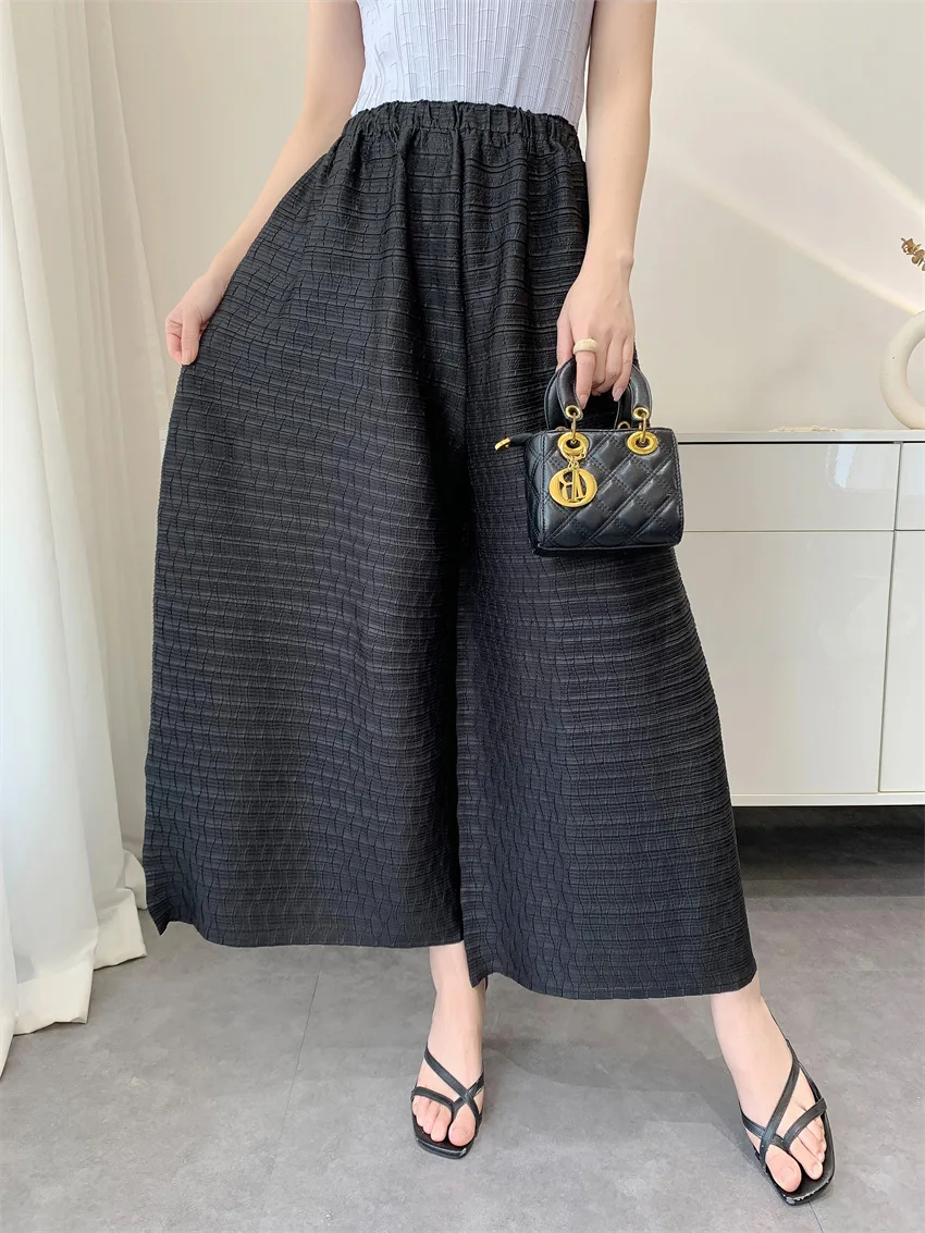 

Miyake Pleated Pants Women's 2026 Summer New Casual Loose Large Size Loose 9/4 Straight Leg Pants Women's Wear