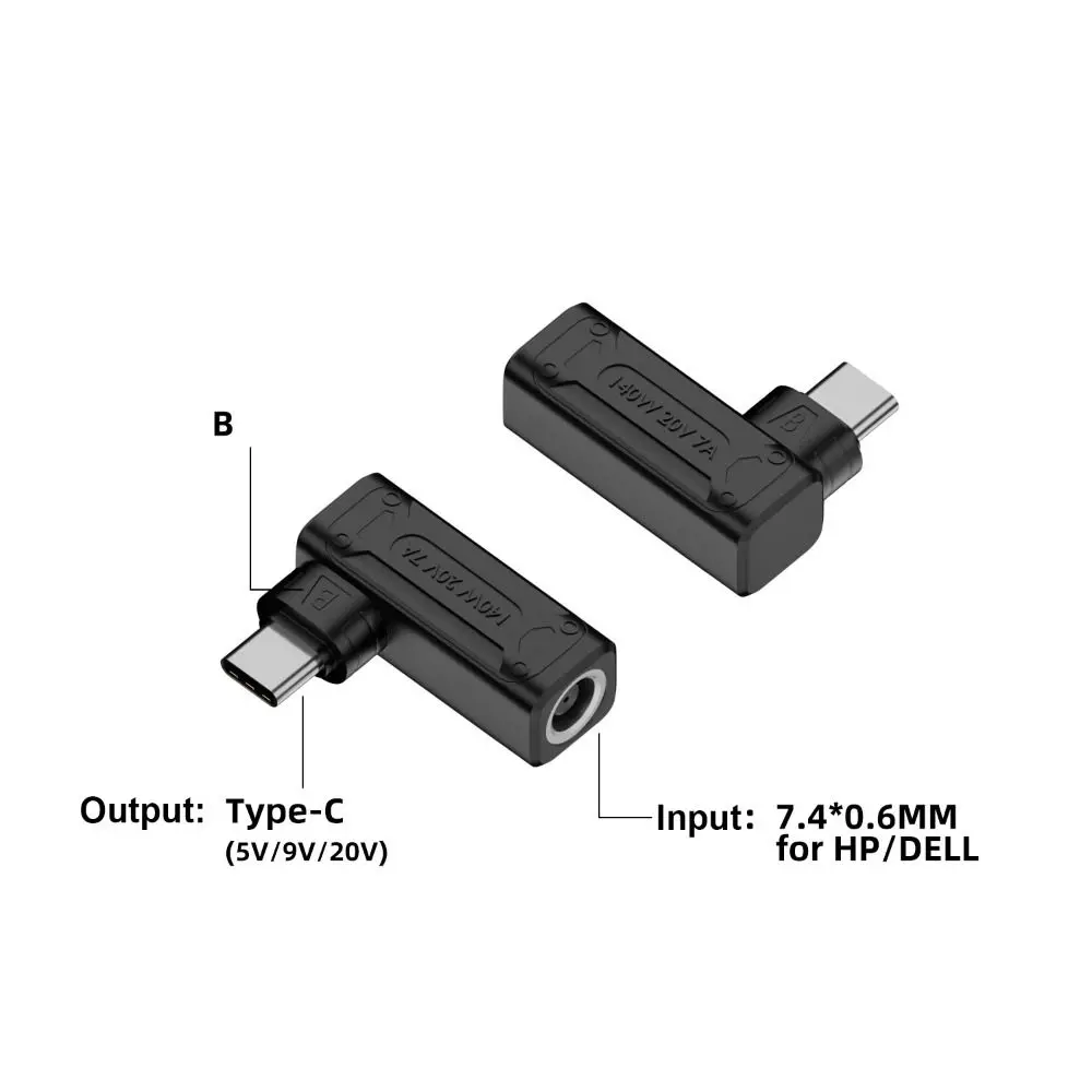 PD 140W DC a tipo C convertidor 5,5X2,5 7,4X0,6 5/9/20V enchufe de carga para ordenador portátil boca cuadrada teléfono móvil para Lenovo/HP/Dell