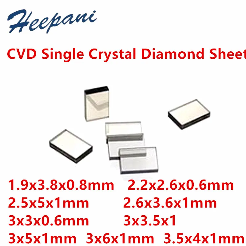 1.9mm 2.2mm 2.5mm 2.6mm 3mm 3.5mm Laboratory Cultivation CVD Single Crystal Diamond Sheet Tool Material Sheet Synthetic Diamond