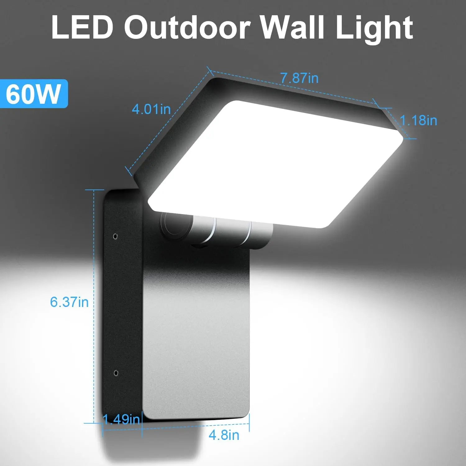 4 Pack 60W Led Outdoor Wall Modern Exterior Flood Light NO Photocell | 5000lm,Exterior Wall Mount,Rotate Freely,Modern