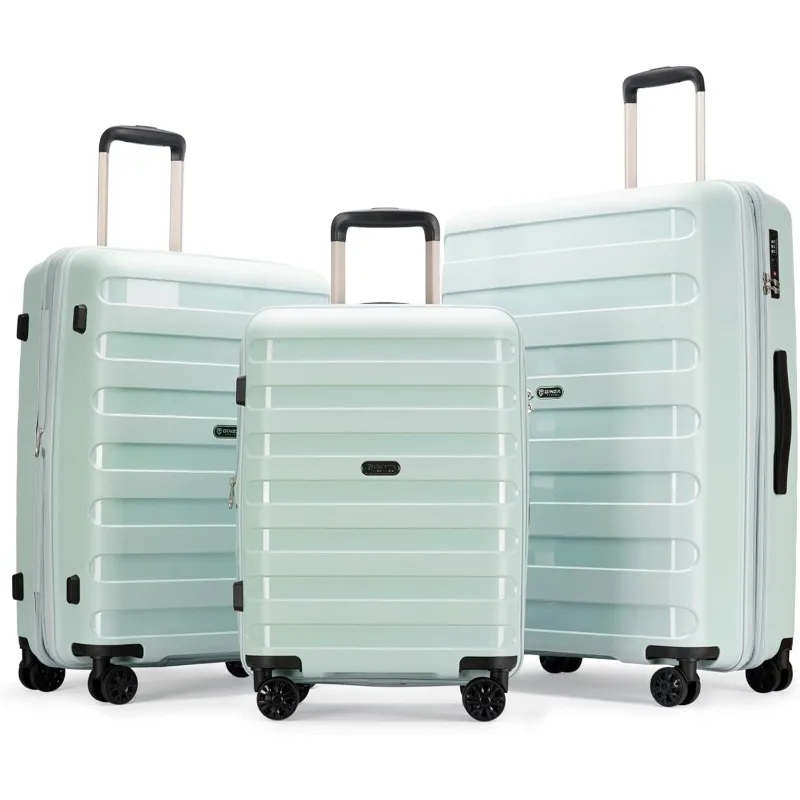 

3-piece set luggage with scratch-resistant PP material, expandable(（all 20 24 28), Super light, thickened, large-capacity