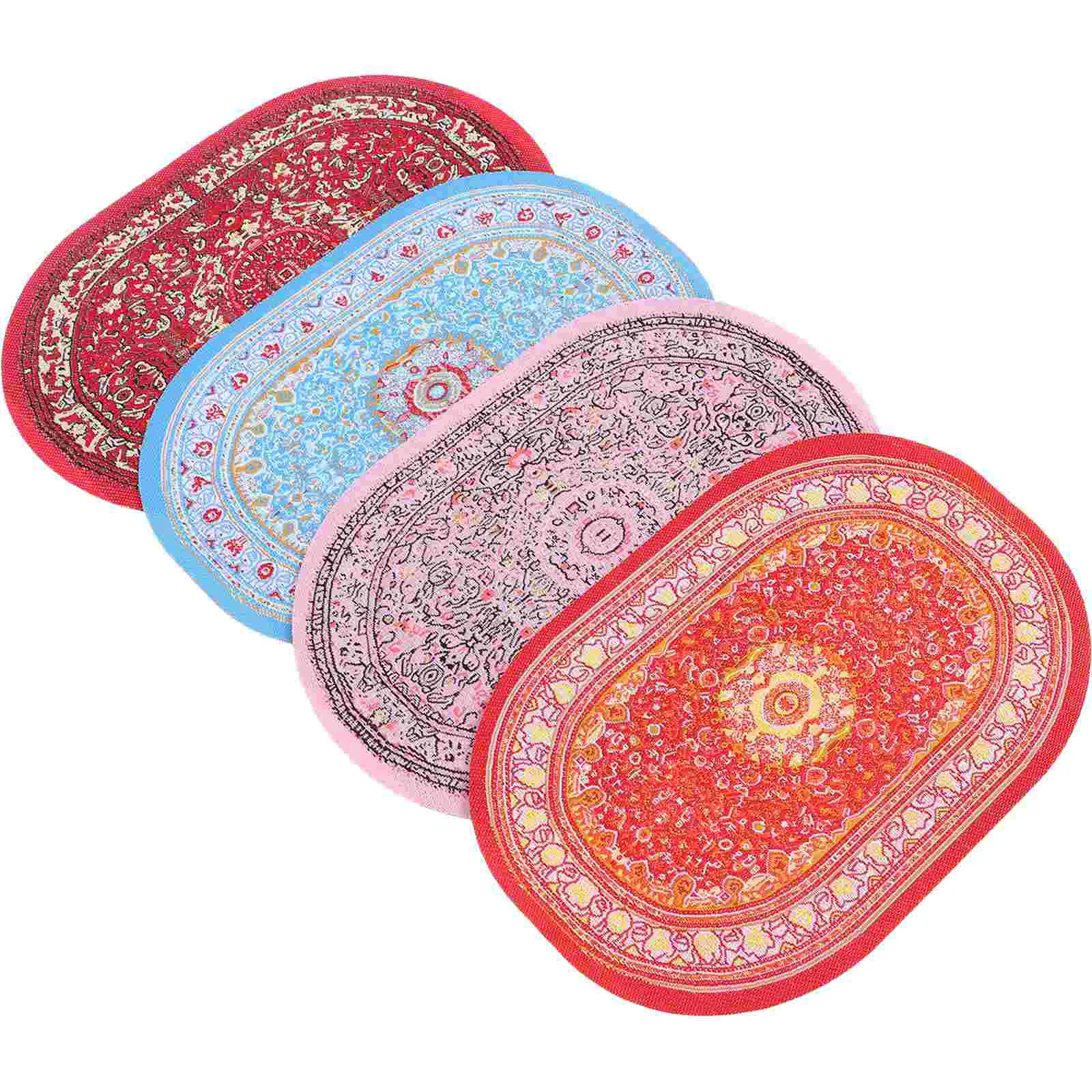 4 Pcs House Rug Braided Miniature Furniture and Accessories Tiny Carpet for Crafts Model Miniatures Decor Wire Things
